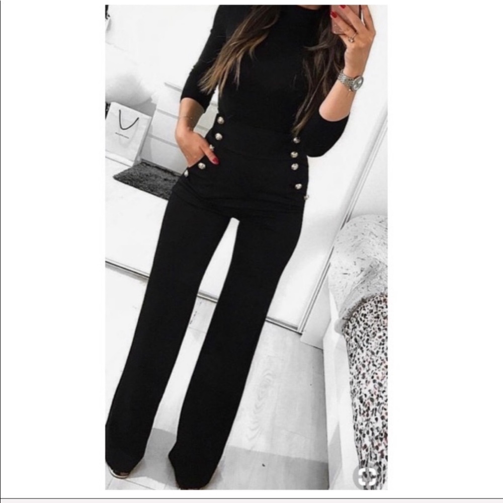 Best Fitting  gold buttons sailor style pants